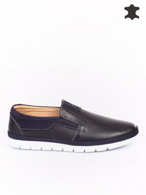 Спортно-елегантни мъжки обувки от естествена кожа 7AT-16356 navy