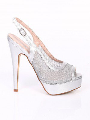 Елегантни дамски сандали на ток в сребристо 4L-16255 silver