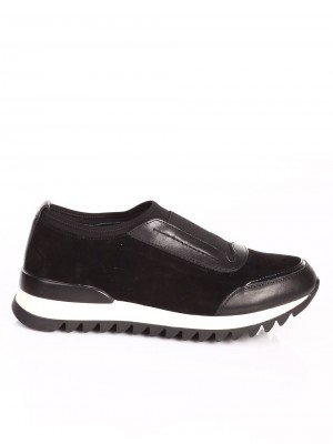 Ежедневни дамски обувки от естествен велур 3I-16453 black leather