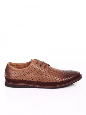 Мъжки обувки от естествена кожа и естествен велур 7N-17419 brown