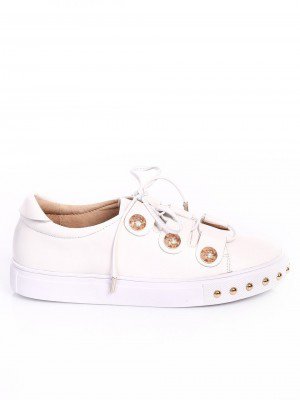 Ежедневни дамски обувки от естествена кожа 3I-17284 white