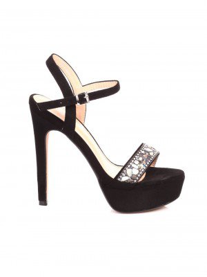 Елегантни дамски сандали на ток в черно 4G-17266 black