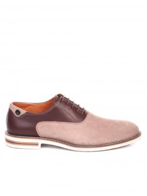 Мъжки обувки от естествена кожа  и естествен велур 7AT-17557 brown