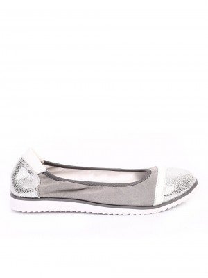 Ежедневни дамски обувки от естествен велур 3AF-17046 grey/silver