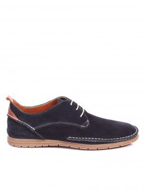 Спортно-елегантни мъжки обувки от естествен велур 7AT-17594 dk blue