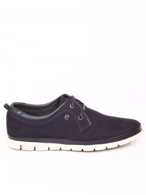 Ежедневни мъжки обувки от естествен набук в синьо 7AT-18525 navy