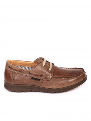 Ежедневни мъжки обувки от естествена кожа в кафяво 7N-18108 lt.brown
