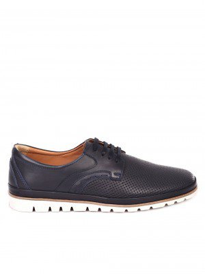 Ежедневни мъжки обувки от естествена кожа в синьо 7AT-18530 navy