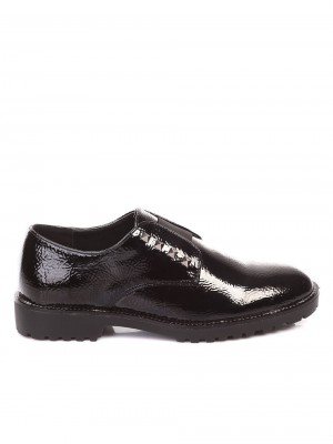Ежедневни дамски лачени обувки в черно 3L-18685 black