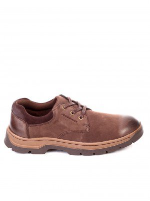 Ежедневни мъжки обувки от естествена кожа и естествен набук 7X-18847 coffee
