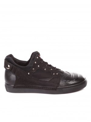 Ежедневни мъжки обувки от естествена кожа и неопрен 7AB-18889 black
