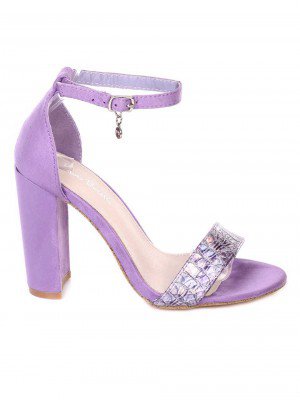 Елегантни дамски сандали на ток в лилаво 4L-19156 purple