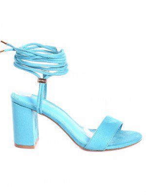 Елегантни дамски сандали на ток с връзки 4M-20075 blue