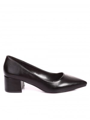 Елегантни дамски обувки на ток в черно 3R-20217 black pu
