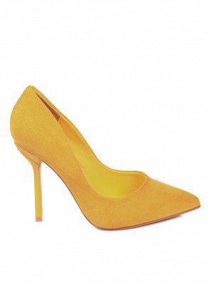 Елегантни дамски обувки на ток в жълто 3M-21027 yellow