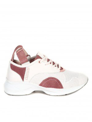 Дамски обувки от естествена кожа и естествен велур 3AT-21268 white/pink