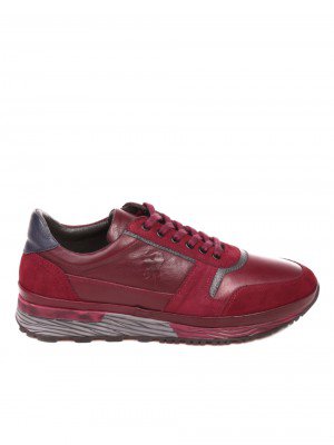 Ежедневни мъжки обувки от естествена кожа и естествен набук 7AT-21805 red