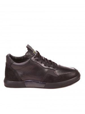 Ежедневни мъжки обувки от естествена кожа и естествен набук 7AT-21859 black