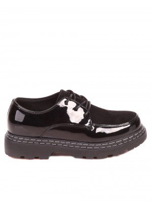 Ежедневни дамски лачени обувки в черно 3U-21553 black patent