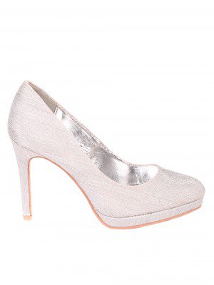 Елегантни дамски обувки на ток в сребристо 3M-21727 silver