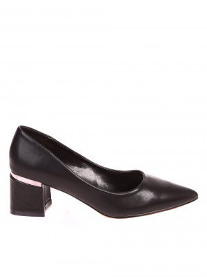 Елегантни дамски обувки на ток в черно 3M-21817 black pu