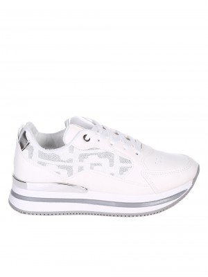 Ежедневни дамски обувки на платформа в бяло 3U-22038 white/silver