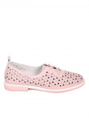Ежедневни дамски обувки от естествена кожа в розово 3AF-22124 pink