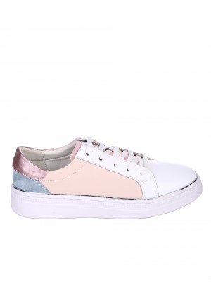 Ежедневни дамски сандали от естеествена кожа в розово 3AF-22128 white/pink