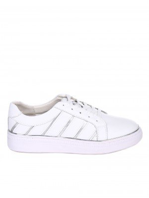 Ежедневни дамски обувки от естествена кожа в бяло 3AF-22132 white