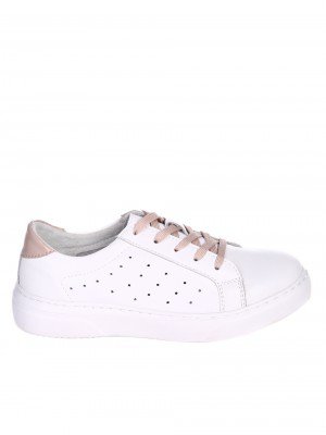 Ежедневни дамски обувки от естествена кожа в бяло 3AF-22141 white