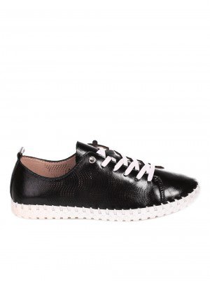 Ежедневни дамски обувки от естествена кожа в черно 3AF-22157 black