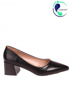 Елегантни дамски обувки на ток в черно 3R-22195 black