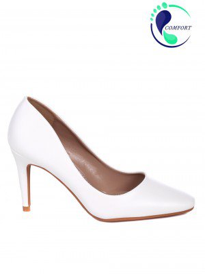 Елегантни дамски обувки на ток в бяло 3R-22196 white