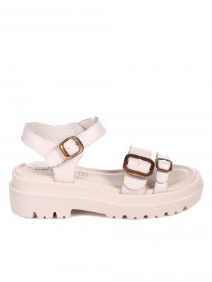 Ежедневни дамски сандали на платформа от естествена кожа 4AF-22183 off white