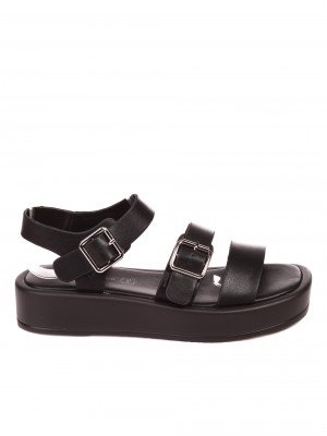 Ежедневни дамски сандали на платформа от естествена кожа 4AF-22184 black