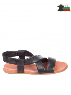 Ежедневни дамски равни сандали от естествена кожа KIRA 21 BLACK-19478-18500