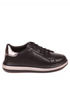 Ежедневни дамски обувки от естествена кожа в черно 3AF-22661 black/pewter
