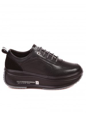 Ежедневни дамски обувки на платформа от естествена кожа в черно 3AF-22668 black