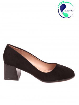 Елегантни дамски обувки на ток в черно 3R-22679 black