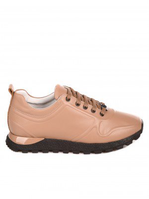 Ежедневни дамски обувки от естествена кожа в черно 3AT-22738 beige