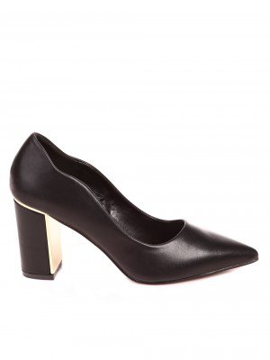 Елегантни дамски обувки на ток в черно 3M-22575 black pu