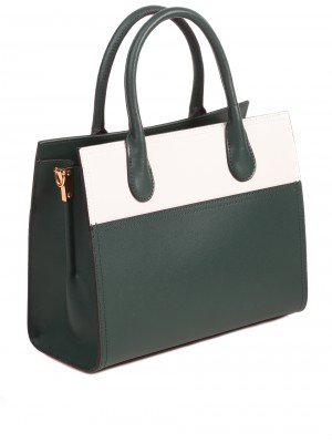 Елегантна дамска чанта с дълга дръжка от естествена кожа L20313 green