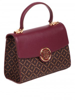 Елегантна дамска чанта от естествена кожа L20648 burgundy
