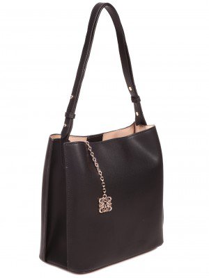 Ежедневна дамска чанта от естествена кожа с магнитно закопчаване JT209071 black