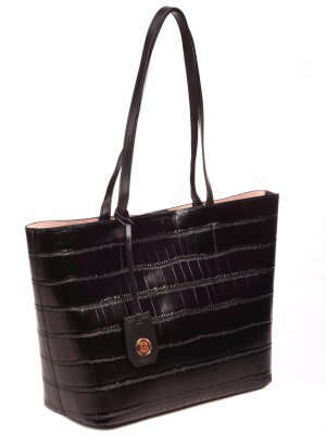 Ежедневна голяма дамска чанта от естествена кожа JT20812 black