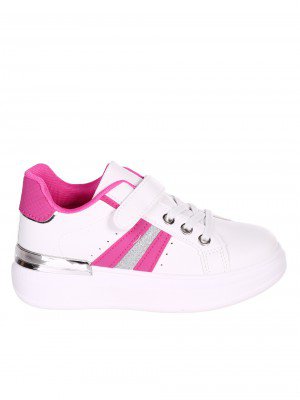 Комфортни детски обувки в бяло и розово 18U-23051 white/fuchsia