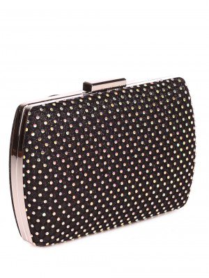 Официална дамска чанта-клъч с декоративни камъни 9AG-23229 black