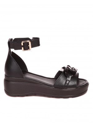 Ежедневни дамски сандали на платформа от естествена кожа 4AF-23159 black