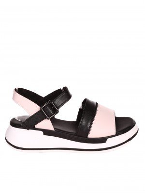Ежедневни дамски сандали на платформа от естествена кожа 4AF-23165 pink/black