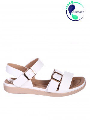 Ежедневни дамски равни сандали в бяло 4H-23116 white